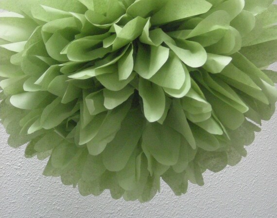 GREEN TEA / 1 tissue paper pom pom / diy / wedding decorations / birthday party pom decor/ green decorations / aisle marker poms /easter Il_570xn