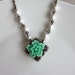 A Sakura Turquoise Green Flower with Cream Glass Pearls Necklace. A Lovely Gift. Bridal Gift Party