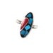 Turquoise & Coral inlaid sterling silver ring - Ethnic 1970s Southwestern - Size 6 - InVintageHeaven