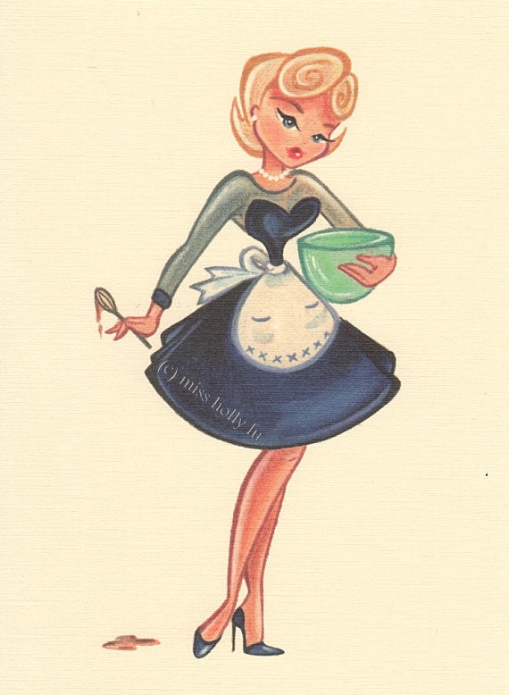 Pinup Girl Greeting Card Note Card Blonde Baking in the