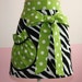 Towel Waist Apron - Black and White Zebra - Green Jumbo Polka Dot