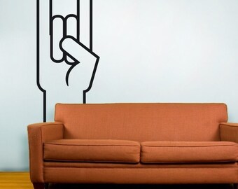 rock on hand wall decal, sign of the horns sticker art, heavy metal art, FREE SHIPPING