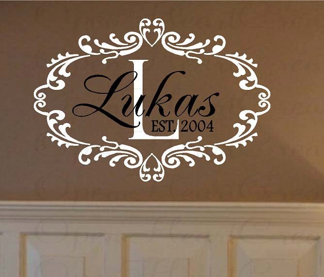 Family Name Vinyl Wall Decals Initial and Last Name Monogram