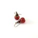 Red Glass Earrings Frosted Glass Czech Glass Antique Brass Bronze Beaded Dangle Wire