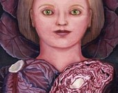 Girl of the Mystical Purple Cabbage original oil painting framed art vegetable spirit still life Unique Gift for Gardener - Free US shipping Girl of the Mystical Purple Cabbage original oil painting framed art vegetable spirit still life Unique Gift for Gardener - Free US shipping