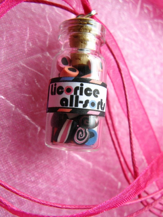 Licorice Allsorts Candy Jar Necklace Nostalgic by starfirewire