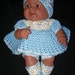 Crochet Dress Set for 14 Inch Lots to Love Berenguer Doll Crocheted in Blue and White