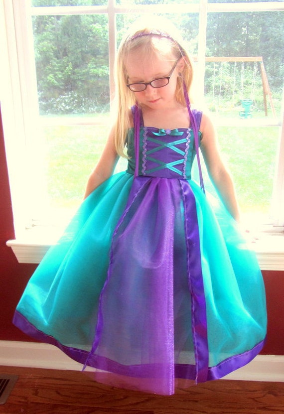 Ariel Dress The Little Mermaid purple & ocean blue by KnottedWear