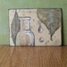 Original art drawing ACEO, apothecary jar with leaves -- ink, watercolor and white conte, OOAK