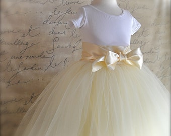 Girls tutu. Extra long unlined Flower Girl tutu. Classic Elegance. Your color choice for a girls tulle skirt.