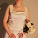 Blush pink and white long Wedding dress 2 piece beaded lace top and skirt OOAK size 16 - 18