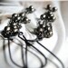SPRING SALE Dark Vintage Earrings, Brass Ball and Chain, Oxidized, Black Hoops, Black Silver Accessories