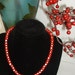 ART DECO Vintage CZECH Curved Red & White Glass Bead Stripe Necklace Original 1930