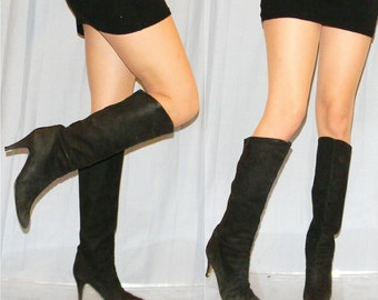 vintage 70s 80s boots sz 6 80s Italian suede CHANTAL leather lined leather suede boots