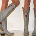 SALE womens sz 5.5 6.5 HEART inlay tall JUSTIN cowboy boots vtg 70s 80s
