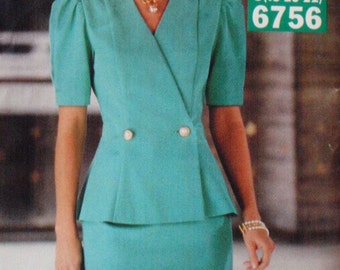 SALE - Fitted Top and Straight Skirt Sewing Pattern - Butterick See and Sew 6756 - Sizes 18-20-22, Bust 40 - 44, Uncut