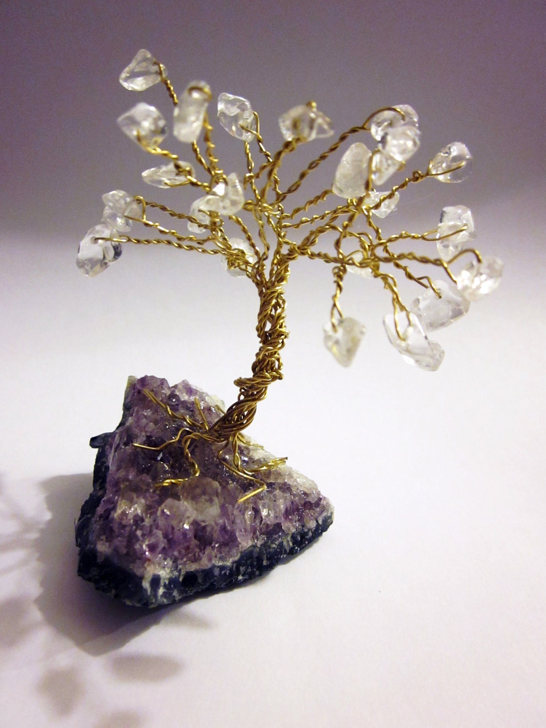 Gem Tree Clear Quartz Crystal 'Leaves' on Base of