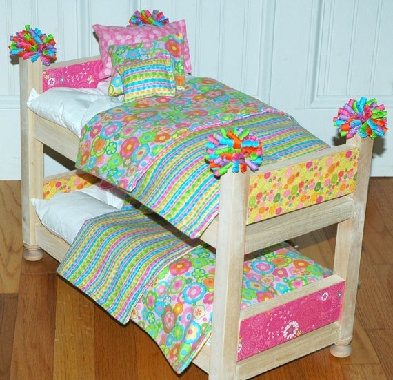 Doll Bed Doll Bunk Bed Cotton Candy Fits by GirlDollBeds on Etsy