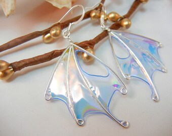 Fairy Jewelry, Blue Fairy Wings, sky blue, silver fairy wings, OOAK Water Nymph Earrings
