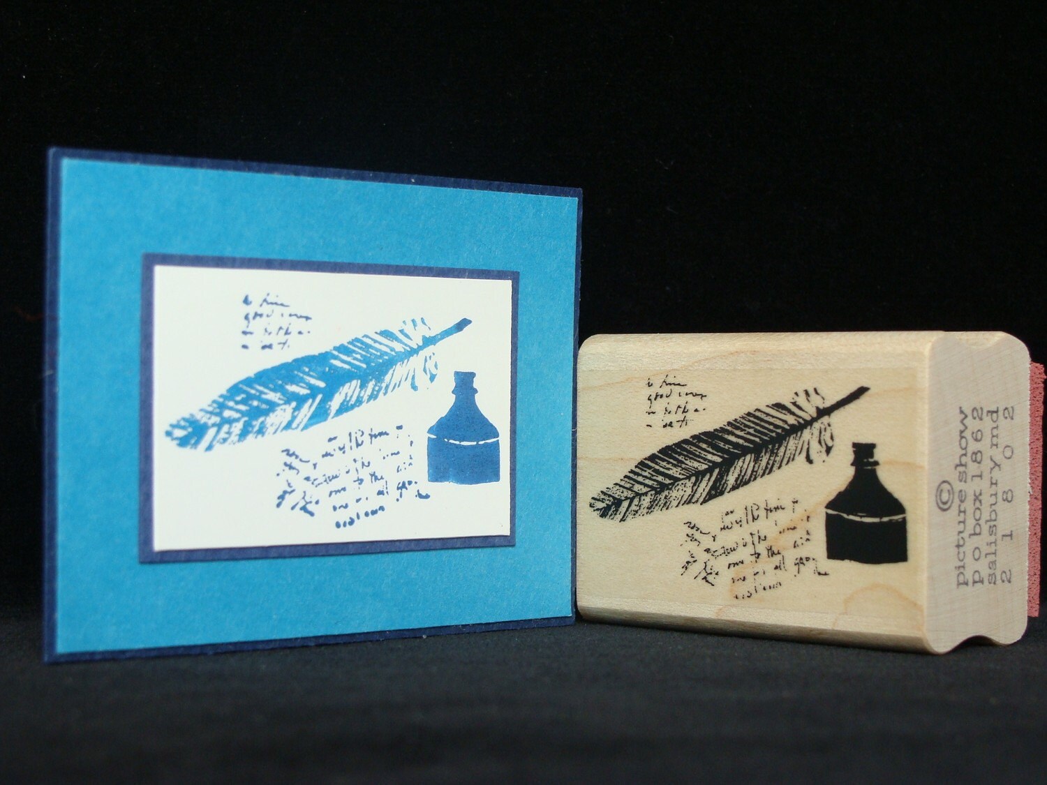 quill pen and ink rubber stamp