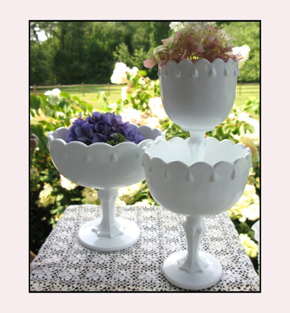 Vintage Milk Glass Compotes Celebrate Good Times