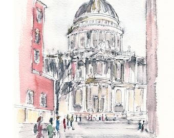St Paul's Cathedral - fine art print from an original watercolor