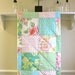 Baby Quilt Girl - Pastel Roses - Flannel or Minky Back - Crib Quilt in Pink, Green, Aqua, and Ivory