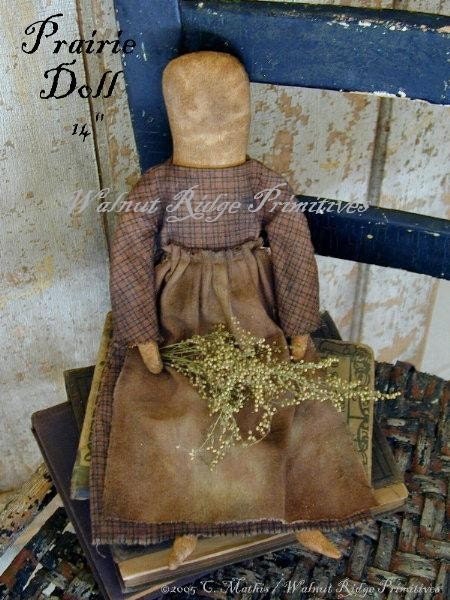 size x 2 finished 6 E Doll by Walnut Primitive Prairie Download Pattern Instant