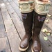 SLUGS Fleece Rain Boot Liners Mustard Brown, Geometric Graphic Neutral Cuff, Autumn Fall Winter Fashion (Sm/Med 6-8 Boot)