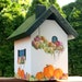 Outdoor Evergreen Birdhouse with Pumpkins