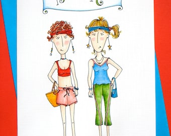 Women Friendship Card - Running Friends - Best Friends Card - Born to Run