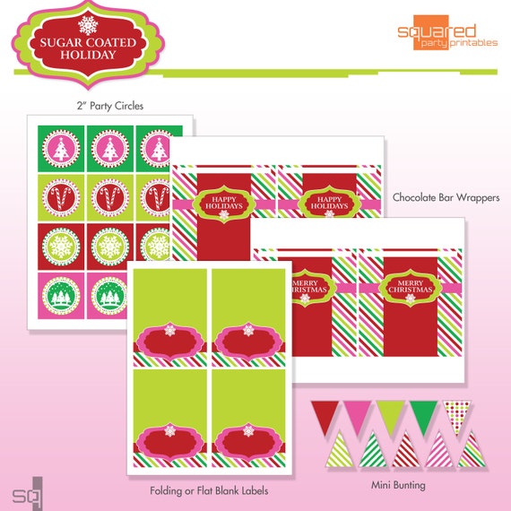 Christmas Holiday Party Printables - DIY Printable Package - Sugar Coated Holiday Mini Party - Do-it-Yourself Print Kit - Instant Download Il_570xn