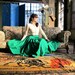 Reserved - Elizabeth . Vintage Skirt . 1950s Kelly Green High Waisted Skirt . Taffeta Accordion Pleats . Size Small