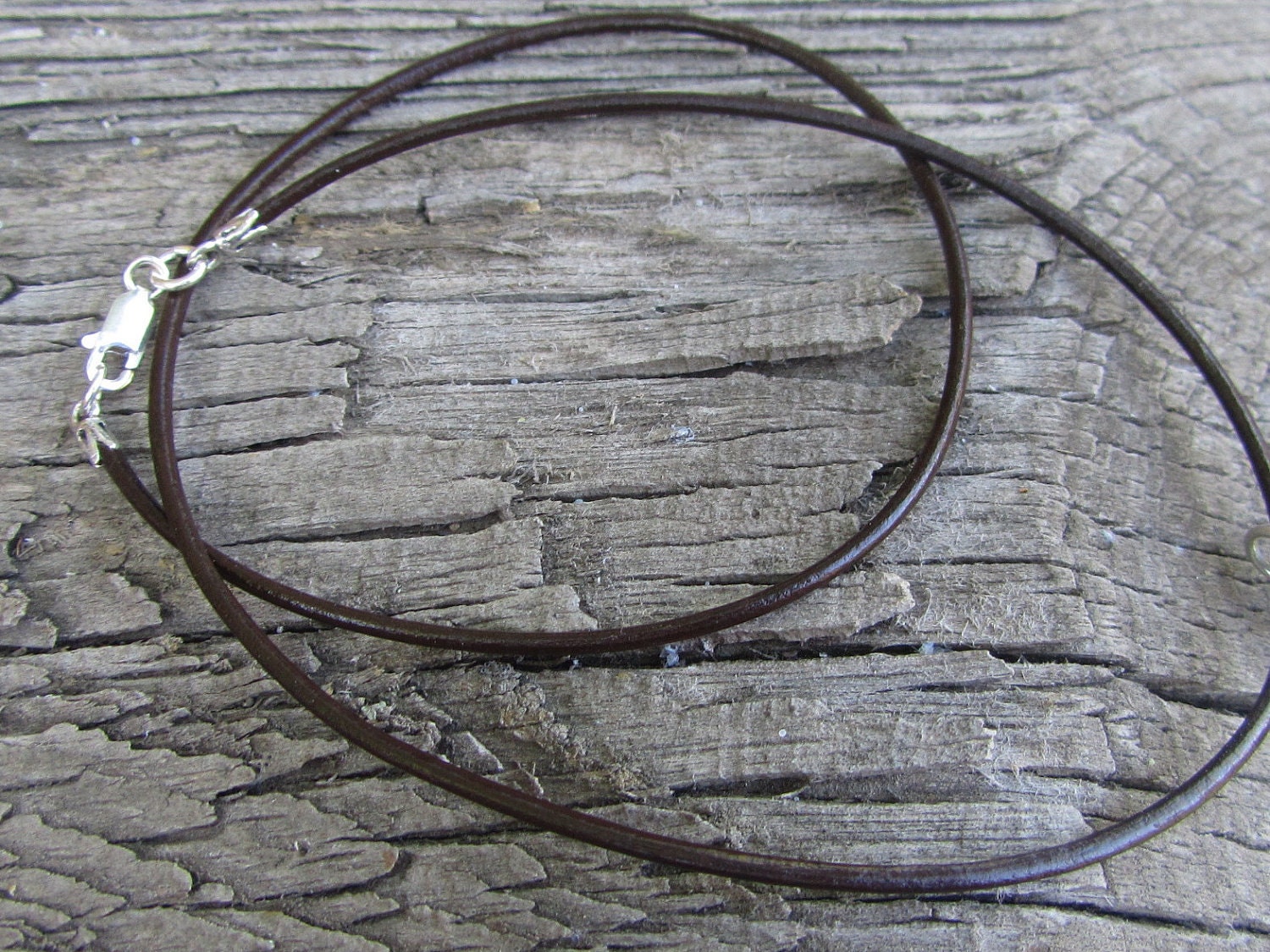 Leather cord 2mm with sterling silver clasp 15 to