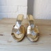 50s shoes . gold party heels . size 7 . 1950s metallic