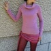 Vintage Dusty Pink Draped Cowl Neck Warm Acrylic Sweater Blouse size S-M