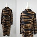 On Sale Vintage 1980s Animal Print Slouch Dress in Navy and Camel - by Designer Gerard Pasquier - Large