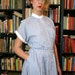 Vintage White and Blue Stripes House Dress