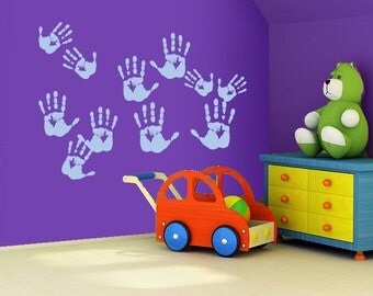 Handprints wall decal - removable multiple handprints decal