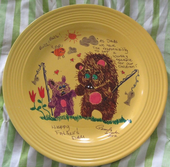 11 inch painted plate for Father's Day "To Set a Worthy Example"