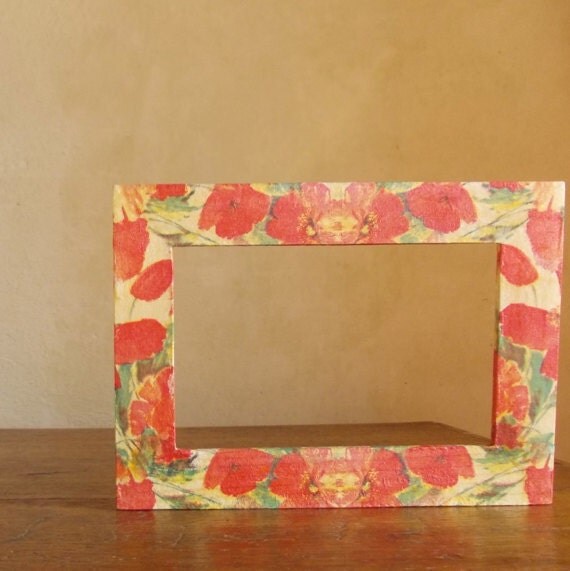 5x7 Decoupaged Wooden Photo Frame no.8 Poppy