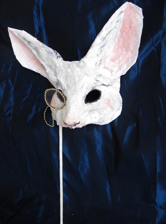 Items similar to White Rabbit Mask on Etsy