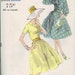 Spring Tea Dress 1950s Swing Short Sleeves Notched Collar Bow Tie Neck Fitted Bodice Circle Skirt Vogue Sewing Pattern Bust 34 Uncut FF