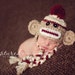 Baby Boy Hat READY to Ship Newborn Baby BoyCrochet Sock Monkey Hat With Ear Flaps FREE Shipping RTS