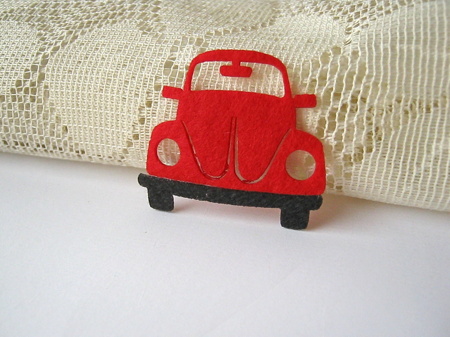 Felt applique Iron on Applique Lovely White Red Volkswagen