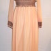 Vintage Dress 60s 70s Chiffon Sleeve Peach Victorian Edwardian Collar Prom Bridesmaid