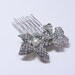 Antique Silver Pave Crystal and Pearl Flower Bridal Hair Brooch Wedding Accessory Comb