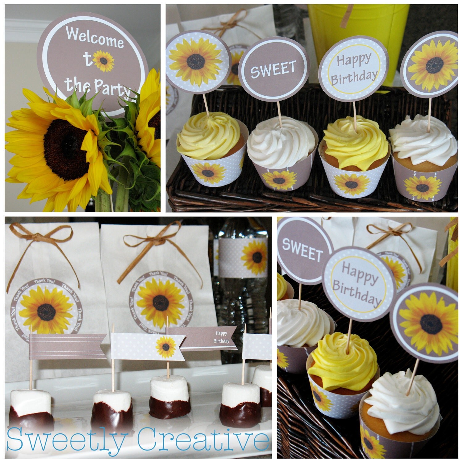Printable Sunflower  Party  Collection INSTANT DOWNLOAD