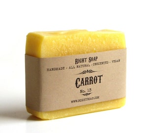 Carrot Soap Bar, Sensitive Skin Soap, Homemade Soap, Cold process Soap, All Natural Soap, Unscented Soap, Vegan Soap, Handmade Soap