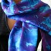 Turquoise Blue, Sapphire & Plum Silk Wrap. 15x60 inch Blue and Purple Silk Scarf. Hand Painted Silk Scarves. Abstract Blue and Purple Scarf.